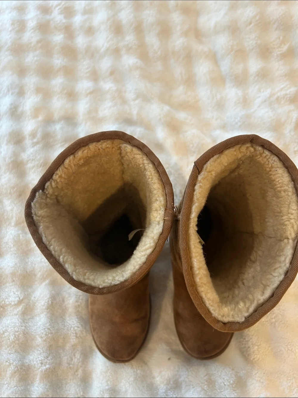 UGG Tall Shearling-Lined Suede Boots in Chestnut